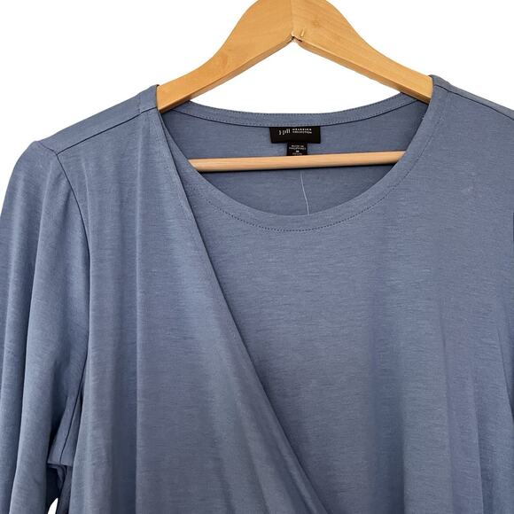 J Jill Wearever Womens Wrap Side Tie Jersey Top Size MP Blue Stretch Travel NWT - Picture 4 of 7